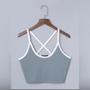 Light Blue Cropped Tank Top, Size Medium